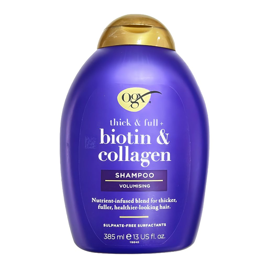 شامپو OGX مدل Thick & Full + Biotin & Collagen – بنفش (حجم‌دهنده)