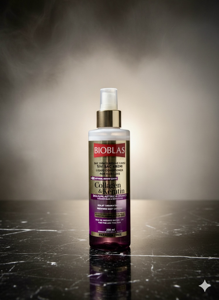 اسپری نرم کننده مایع کلاژن و کراتین ضد ریزش مو بیوبلاس (BIOBLAS Collagen & Keratin Liquid Conditioner)