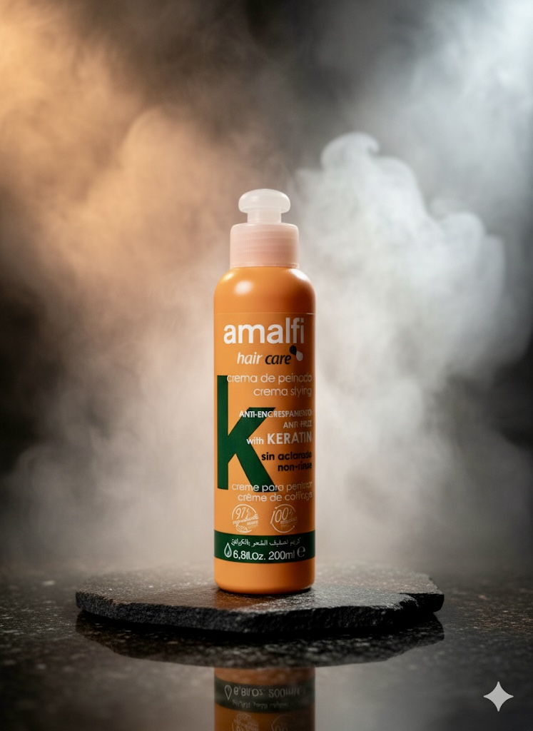 کرم موی ضد وز و نرم کننده آمِلفی با کراتین (Amalfi Hair Care Crema de Peinado Anti-Frizz with Keratin)