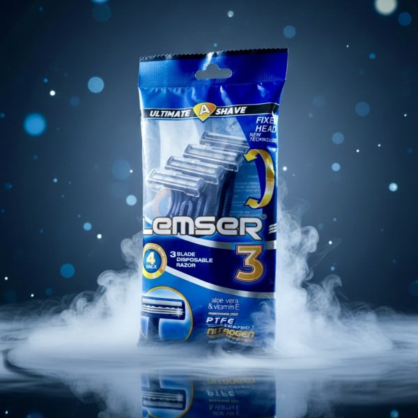 تیغ لمسر ۳ لبه ۴ عددی: Lemser 3 Blade Disposable Razor, 4 Pack