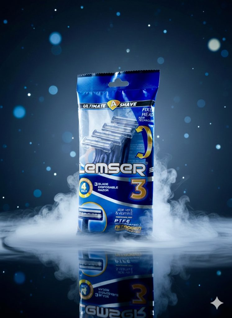 تیغ لمسر ۳ لبه ۴ عددی: Lemser 3 Blade Disposable Razor, 4 Pack