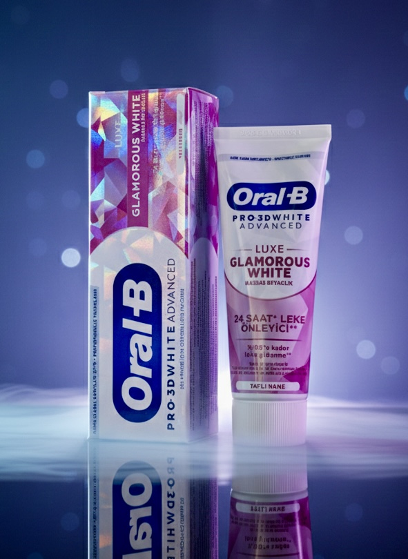 خمیر دندان سفید کننده لوکس اورال-بی: درخشندگی و محافظت ۲۴ ساعته (Oral-B Pro-3D White Advanced Luxe Glamorous White Toothpaste)