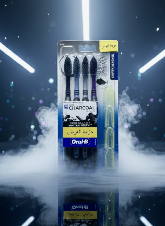 مسواک ذغالی اورال-بی مدل Charcoal Defense (بسته ۴ عددی) Oral-B Charcoal Toothbrush – Cavity Defense